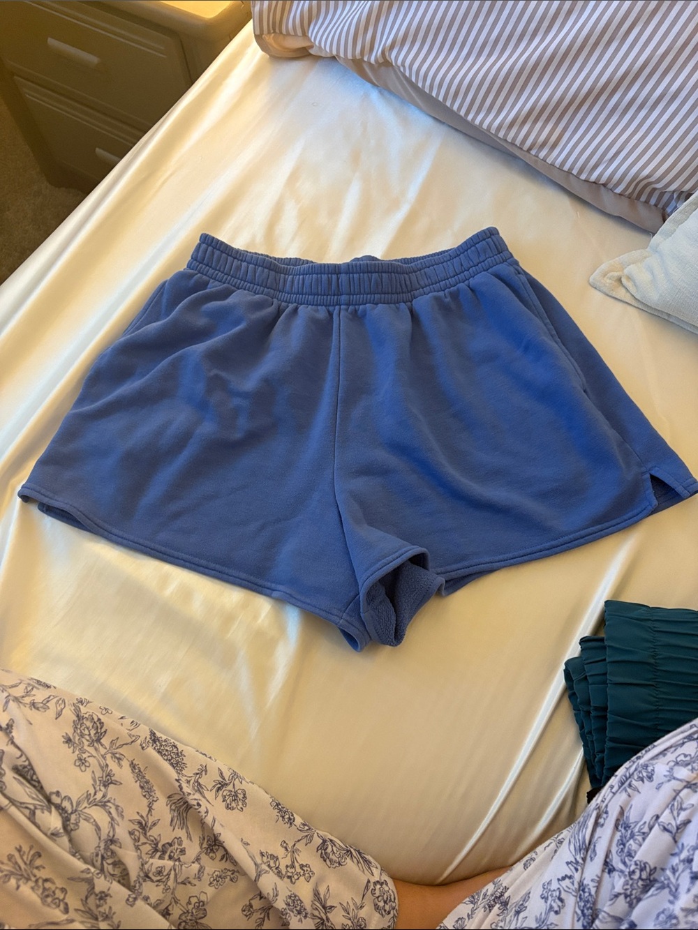 No Boundaries Blue Fleece Athletic Lounge Shorts